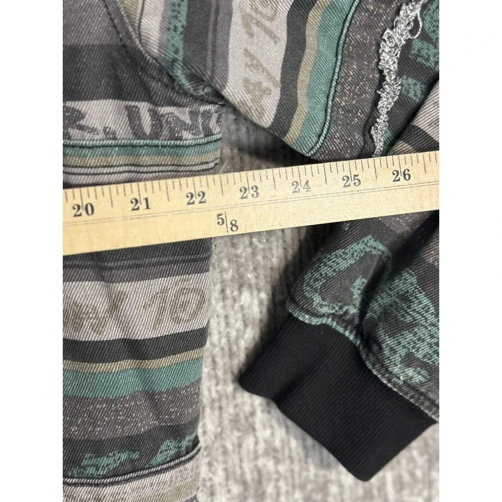 Forever 21 Men's Bomber Jacket L Quilted Distressed Striped Graphic Y2K Zip Rare